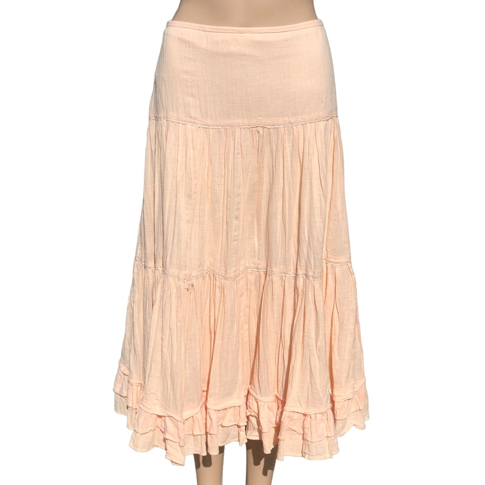 Women’s Peach Maxi Skirt – Lightweight Tiered Boho Style